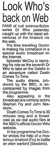 2001-07-14 Belfast Telegraph.jpg